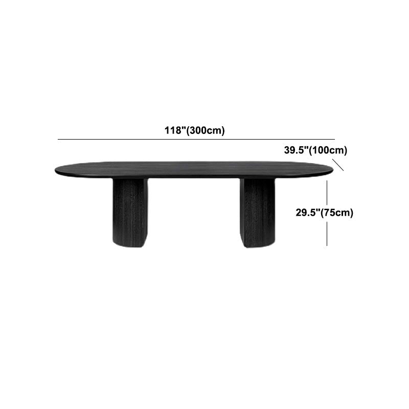 Modern Wood Oval Black Dinette Table Wood Base Dining Table for Living Room
