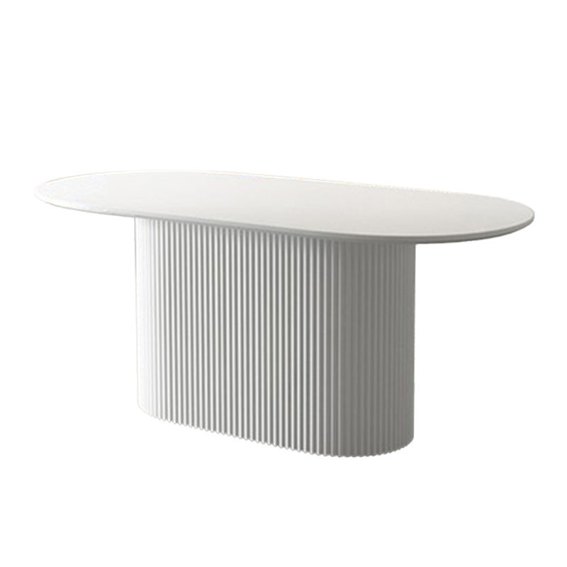Ovaler Esstisch von Simplicity mit Sockeltisch aus gesintertem Stein und Kiefernholz