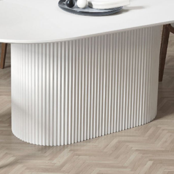 Ovaler Esstisch von Simplicity mit Sockeltisch aus gesintertem Stein und Kiefernholz