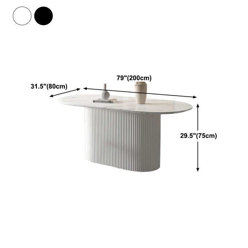 Ovaler Esstisch von Simplicity mit Sockeltisch aus gesintertem Stein und Kiefernholz