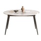 Round Dining Table with Leaf Extension Modern Stone Black Legs Dinette Table Clearhalo 'Dining Tables & Seating' 'Dining Tables' 'dining_table' 'furn' 'furn_dining_table' 'Furniture' 'Kitchen & Dining Furniture' 5268943
