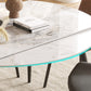Round Dining Table with Leaf Extension Modern Stone Black Legs Dinette Table Clearhalo 'Dining Tables & Seating' 'Dining Tables' 'dining_table' 'furn' 'furn_dining_table' 'Furniture' 'Kitchen & Dining Furniture' 5268944