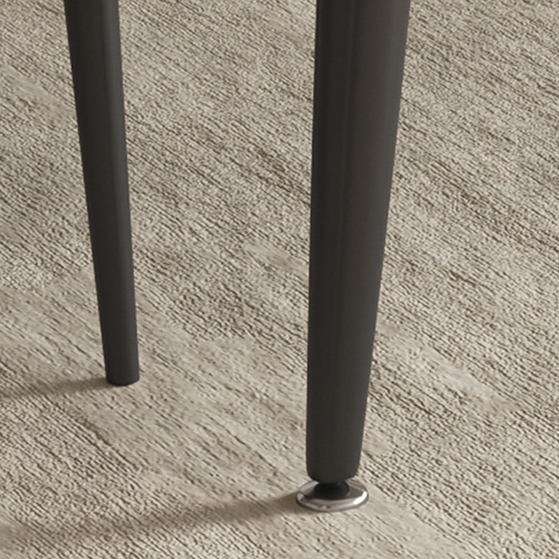 Round Dining Table with Leaf Extension Modern Stone Black Legs Dinette Table Clearhalo 'Dining Tables & Seating' 'Dining Tables' 'dining_table' 'furn' 'furn_dining_table' 'Furniture' 'Kitchen & Dining Furniture' 5268945