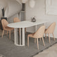 Modern Style Dining Table White Top Sintered Stone Table for Home White 55.1"L x 31.5"W x 29.5"H Without Chairs Clearhalo 'Dining Tables & Seating' 'Dining Tables' 'dining_table' 'furn' 'furn_dining_table' 'Furniture' 'Kitchen & Dining Furniture' 5268968