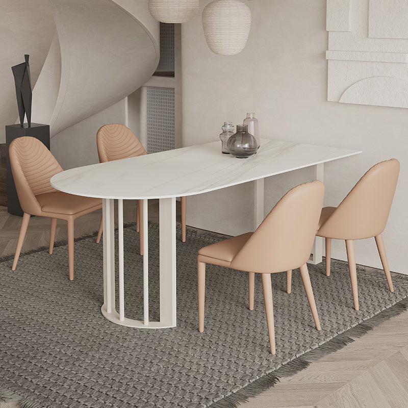 Modern Style Dining Table White Top Sintered Stone Table for Home White 55.1"L x 31.5"W x 29.5"H Without Chairs Clearhalo 'Dining Tables & Seating' 'Dining Tables' 'dining_table' 'furn' 'furn_dining_table' 'Furniture' 'Kitchen & Dining Furniture' 5268968