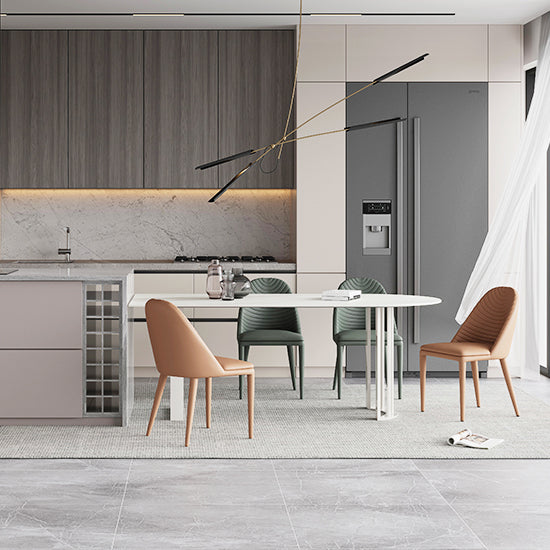 Modern Style Dining Table White Top Sintered Stone Table for Home Clearhalo 'Dining Tables & Seating' 'Dining Tables' 'dining_table' 'furn' 'furn_dining_table' 'Furniture' 'Kitchen & Dining Furniture' 5268977