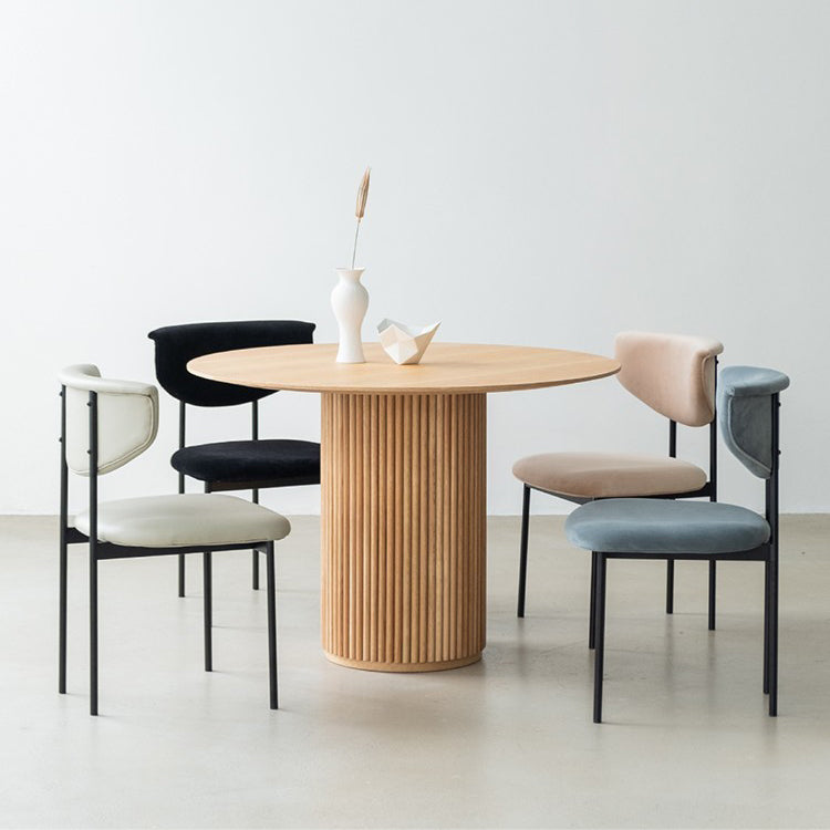 Round Dining Table Modern Style Solid Wood Dinner Table for Home Kitchen