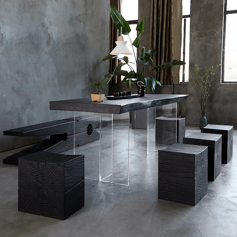 Modern Black in Pine Dining Table Specialty Dining Table for Kitchen 63"L x 29.5"W x 29.5"H Without Chairs Clearhalo 'Dining Tables & Seating' 'Dining Tables' 'dining_table' 'furn' 'furn_dining_table' 'Furniture' 'Kitchen & Dining Furniture' 5269017