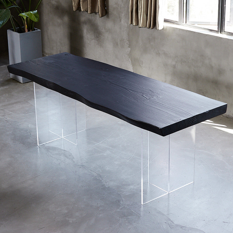 Modern Black in Pine Dining Table Specialty Dining Table for Kitchen 55.1"L x 27.6"W x 29.5"H Without Chairs Clearhalo 'Dining Tables & Seating' 'Dining Tables' 'dining_table' 'furn' 'furn_dining_table' 'Furniture' 'Kitchen & Dining Furniture' 5269018