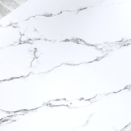 伝統的な高級ダイニングテーブル長方形の石のトップホワイトとゴールドテーブル