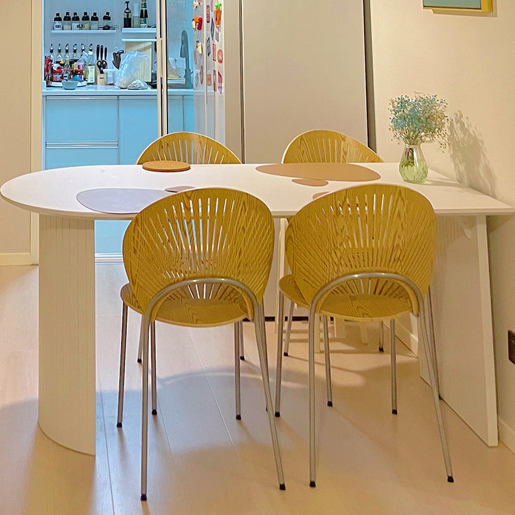 Modern Pine Wood Table for Restaurant White Oval Table with Double Pedestal Free Form 47.2"L x 27.6"W x 29.5"H Without Chairs Clearhalo 'Dining Tables & Seating' 'Dining Tables' 'dining_table' 'furn' 'furn_dining_table' 'Furniture' 'Kitchen & Dining Furniture' 5269074