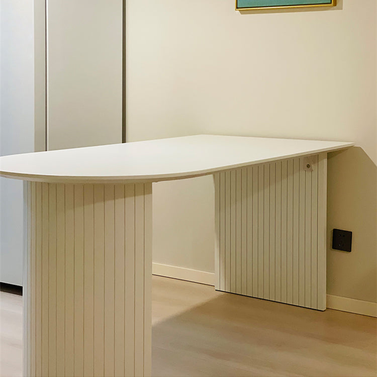 Modern Pine Wood Table for Restaurant White Oval Table with Double Pedestal Free Form 55.1"L x 27.6"W x 29.5"H Without Chairs Clearhalo 'Dining Tables & Seating' 'Dining Tables' 'dining_table' 'furn' 'furn_dining_table' 'Furniture' 'Kitchen & Dining Furniture' 5269075