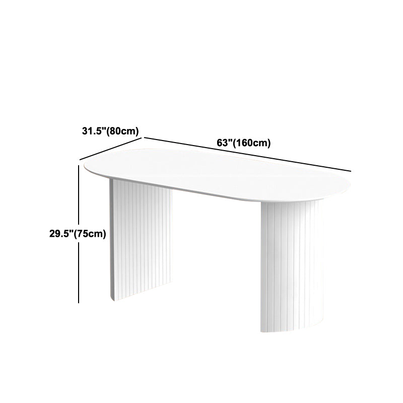 Modern Pine Wood Table for Restaurant White Oval Table with Double Pedestal Clearhalo 'Dining Tables & Seating' 'Dining Tables' 'dining_table' 'furn' 'furn_dining_table' 'Furniture' 'Kitchen & Dining Furniture' 5269088