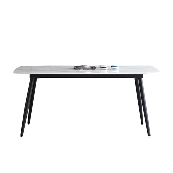 Mesa de cena de piedra rectangular industrial mesa de comedor de base de trípode negro