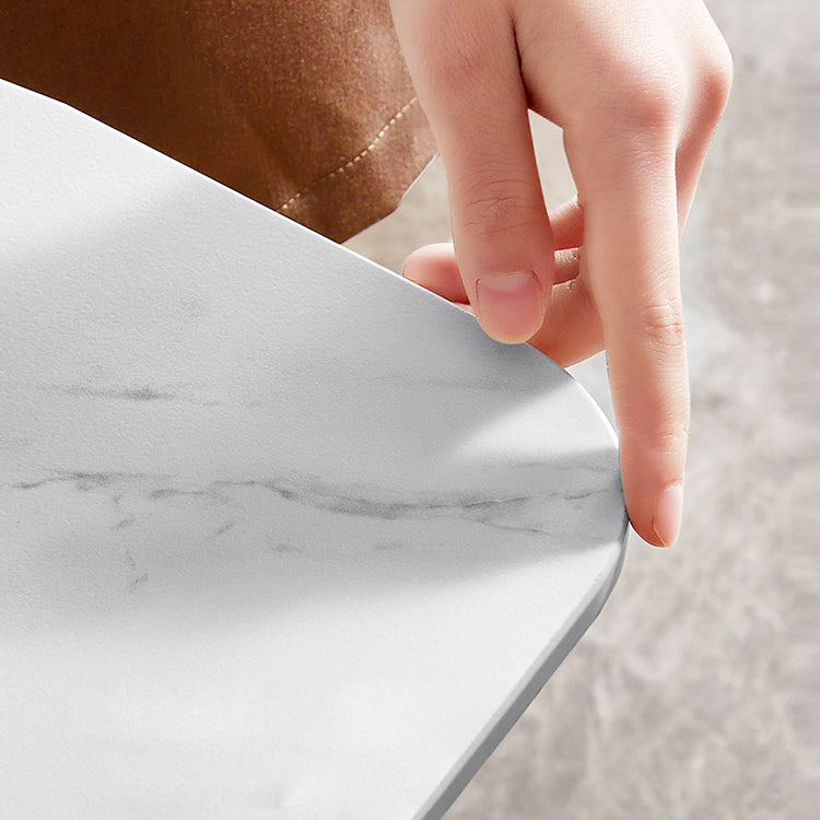 Mesa de cena de piedra rectangular industrial mesa de comedor de base de trípode negro