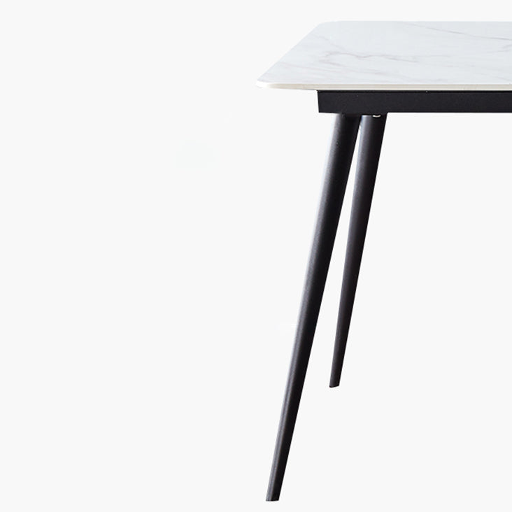 Mesa de cena de piedra rectangular industrial mesa de comedor de base de trípode negro