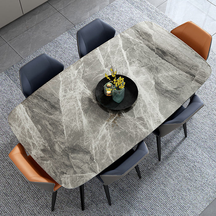 Mesa de cena de piedra rectangular industrial mesa de comedor de base de trípode negro