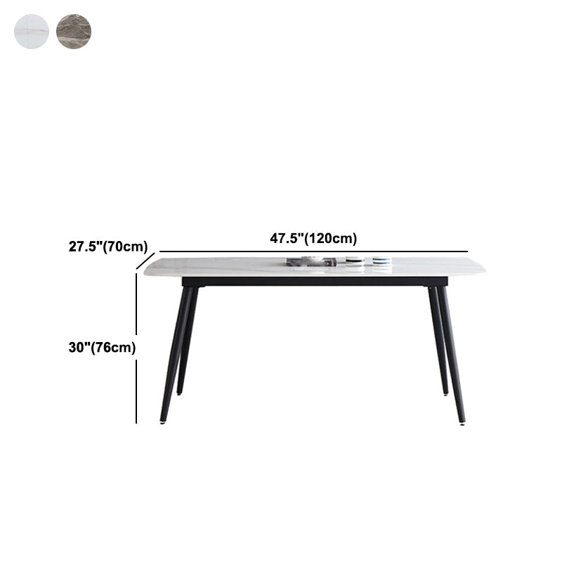 Mesa de cena de piedra rectangular industrial mesa de comedor de base de trípode negro