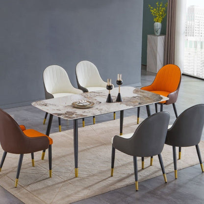 Mesa de comedor de piedra sinterizada Rectángulo de comedor de lujo tradicional