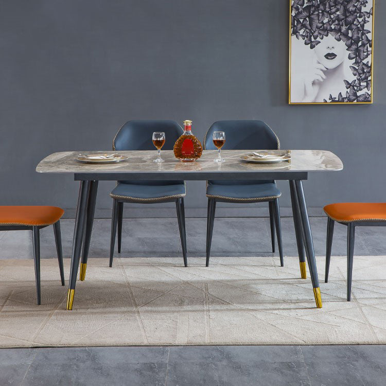 Mesa de comedor de piedra sinterizada Rectángulo de comedor de lujo tradicional