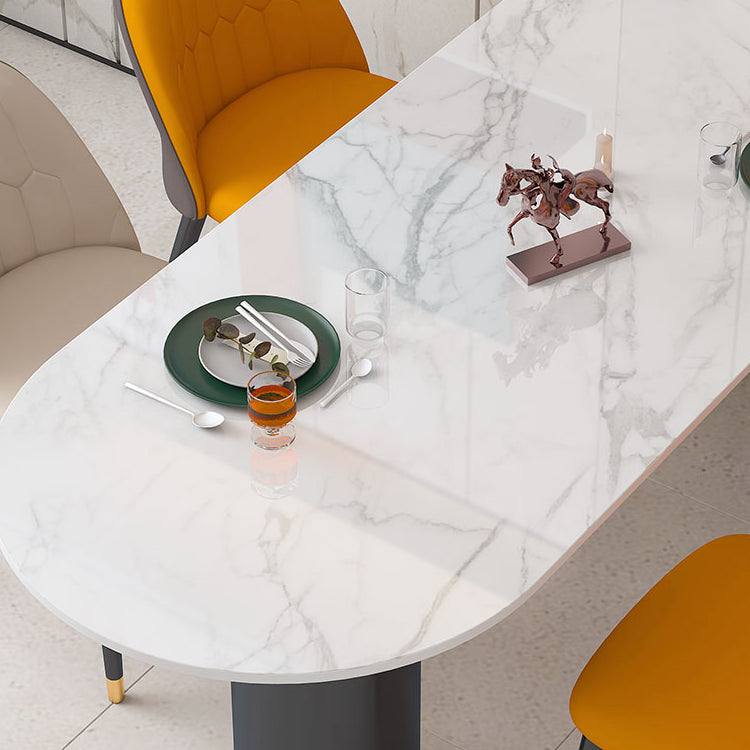Mesa de comedor de base de trípode de piedra mesa de comedor de estilo contemporáneo para el hogar