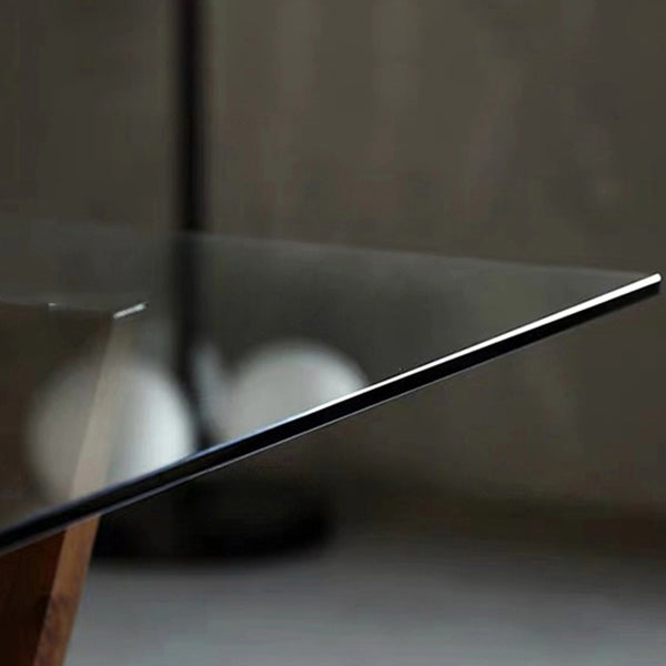 ソリッドウッドコンテンポラリーダイニングテーブルダイニングルーム用のガラストップテーブル