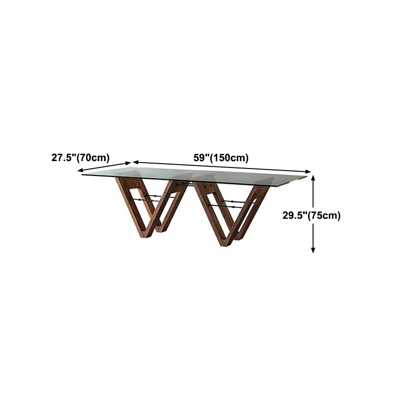 ソリッドウッドコンテンポラリーダイニングテーブルダイニングルーム用のガラストップテーブル