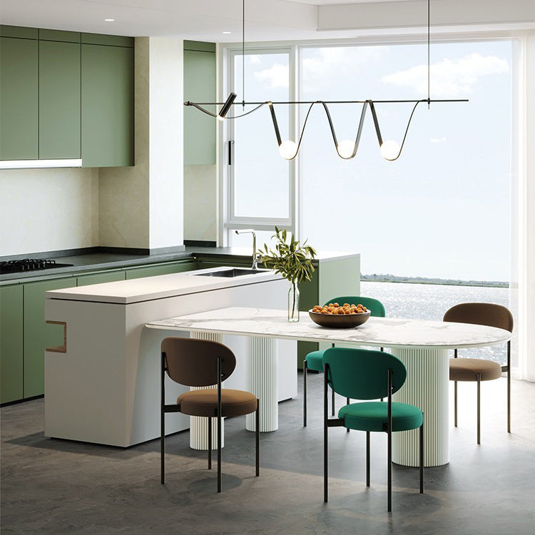 Top in pietra sinterizzato Free Free Table per il ristorante Tavolo da pranzo moderno con 3 gambe