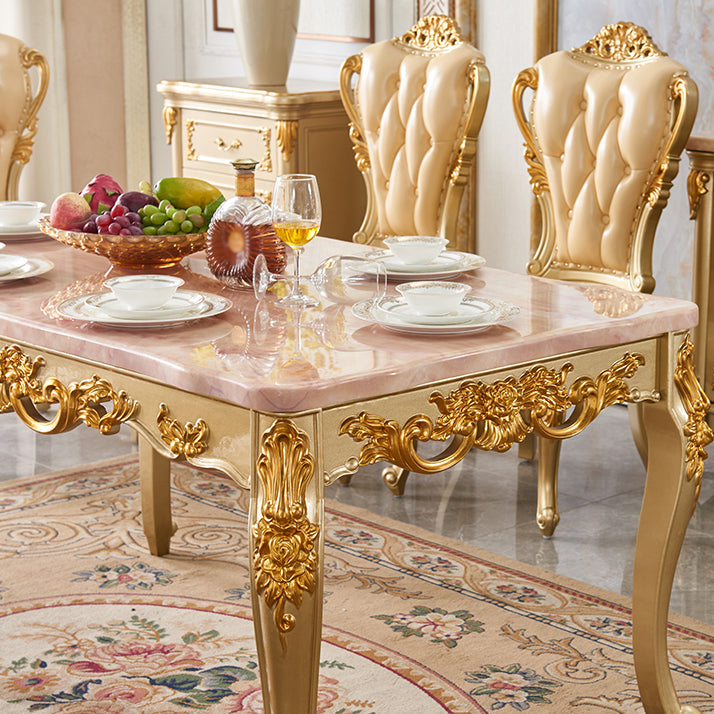 Solid Wood Victorian Rectangular Dining Table Marble Top Table with 4 Legs Clearhalo 'Dining Tables & Seating' 'Dining Tables' 'dining_table' 'furn' 'furn_dining_table' 'Furniture' 'Kitchen & Dining Furniture' 5269166