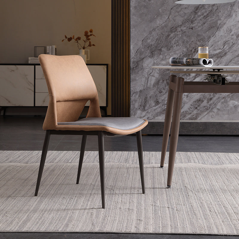 Modern Style Faux Leather Dining Chair Metal Armless Dining Chair for Restaurant Use Clearhalo 'Dining Chairs' 'Dining Tables & Seating' 'dining_chair' 'furn' 'furn_dining_chair' 'Furniture' 'Kitchen & Dining Furniture' 5269229