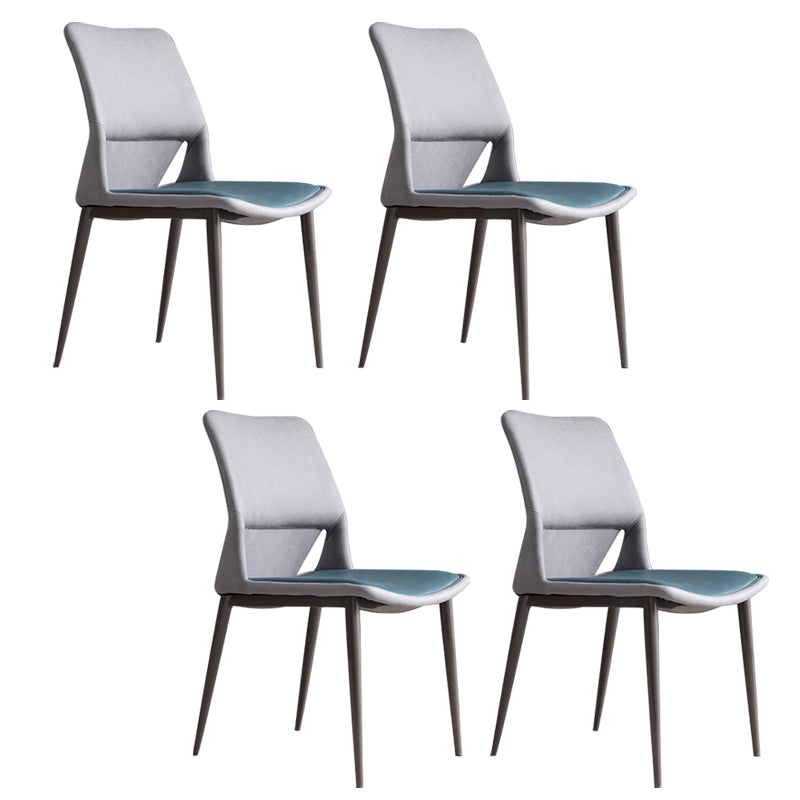 Modern Style Faux Leather Dining Chair Metal Armless Dining Chair for Restaurant Use Blackish Green 4 Piece Set Clearhalo 'Dining Chairs' 'Dining Tables & Seating' 'dining_chair' 'furn' 'furn_dining_chair' 'Furniture' 'Kitchen & Dining Furniture' 5269233