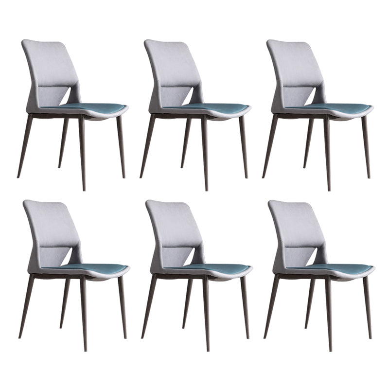 Modern Style Faux Leather Dining Chair Metal Armless Dining Chair for Restaurant Use Blackish Green 6 Piece Set Clearhalo 'Dining Chairs' 'Dining Tables & Seating' 'dining_chair' 'furn' 'furn_dining_chair' 'Furniture' 'Kitchen & Dining Furniture' 5269235