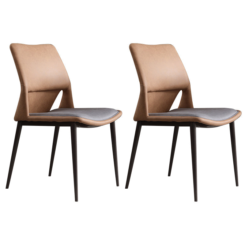 Modern Style Faux Leather Dining Chair Metal Armless Dining Chair for Restaurant Use Grey 2 Piece Set Clearhalo 'Dining Chairs' 'Dining Tables & Seating' 'dining_chair' 'furn' 'furn_dining_chair' 'Furniture' 'Kitchen & Dining Furniture' 5269240