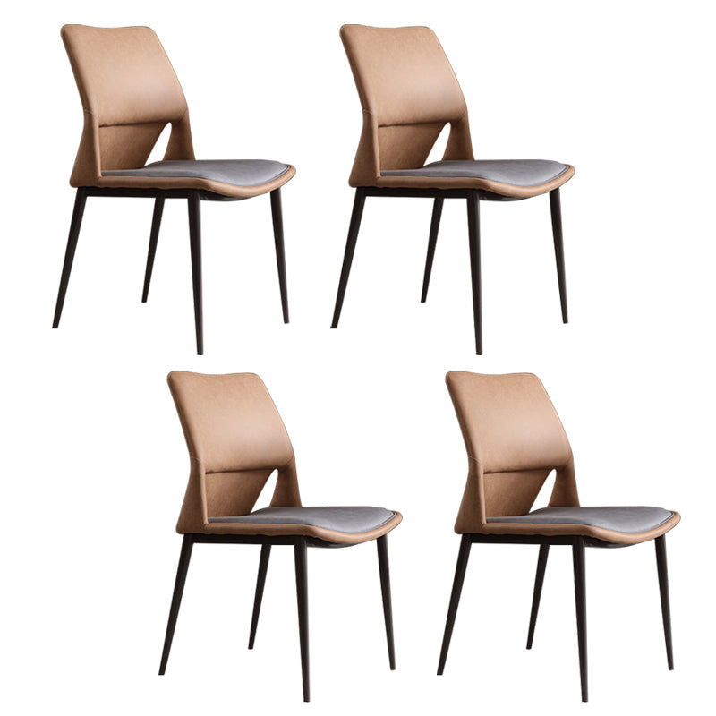 Modern Style Faux Leather Dining Chair Metal Armless Dining Chair for Restaurant Use Grey 4 Piece Set Clearhalo 'Dining Chairs' 'Dining Tables & Seating' 'dining_chair' 'furn' 'furn_dining_chair' 'Furniture' 'Kitchen & Dining Furniture' 5269242