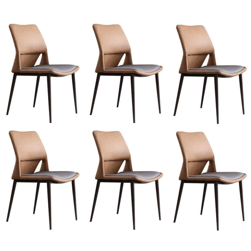 Modern Style Faux Leather Dining Chair Metal Armless Dining Chair for Restaurant Use Grey 6 Piece Set Clearhalo 'Dining Chairs' 'Dining Tables & Seating' 'dining_chair' 'furn' 'furn_dining_chair' 'Furniture' 'Kitchen & Dining Furniture' 5269243