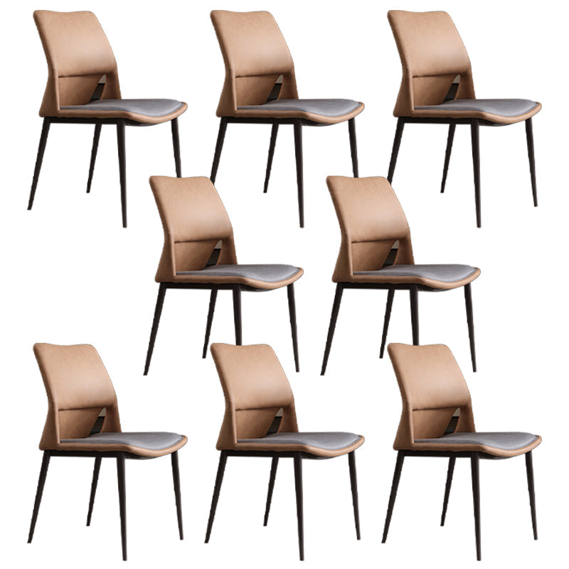 Modern Style Faux Leather Dining Chair Metal Armless Dining Chair for Restaurant Use Grey 8 Piece Set Clearhalo 'Dining Chairs' 'Dining Tables & Seating' 'dining_chair' 'furn' 'furn_dining_chair' 'Furniture' 'Kitchen & Dining Furniture' 5269245