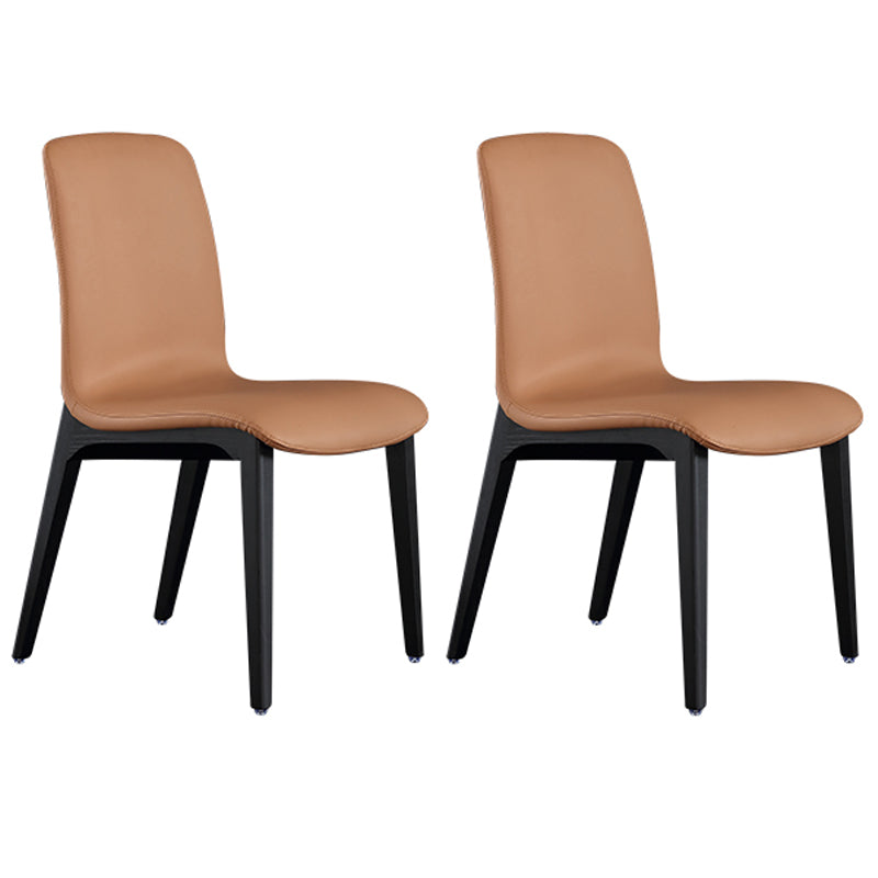 Contemporary Leather Dining Chair Wood Dining Room Chair for Home Use Orange 2 Piece Set Clearhalo 'Dining Chairs' 'Dining Tables & Seating' 'dining_chair' 'furn' 'furn_dining_chair' 'Furniture' 'Kitchen & Dining Furniture' 5269285