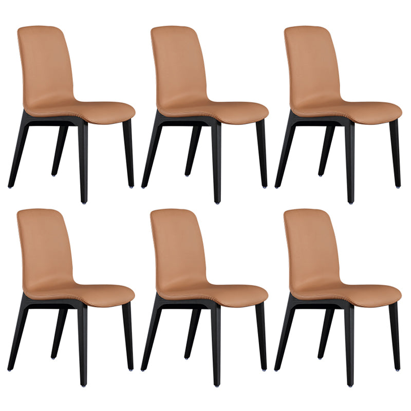 Contemporary Leather Dining Chair Wood Dining Room Chair for Home Use Orange 6 Piece Set Clearhalo 'Dining Chairs' 'Dining Tables & Seating' 'dining_chair' 'furn' 'furn_dining_chair' 'Furniture' 'Kitchen & Dining Furniture' 5269289