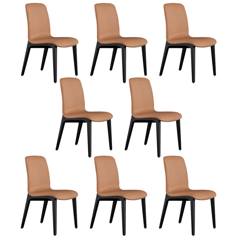 Contemporary Leather Dining Chair Wood Dining Room Chair for Home Use Orange 8 Piece Set Clearhalo 'Dining Chairs' 'Dining Tables & Seating' 'dining_chair' 'furn' 'furn_dining_chair' 'Furniture' 'Kitchen & Dining Furniture' 5269291