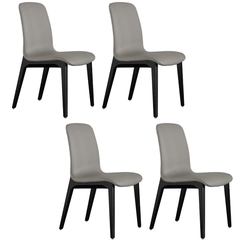 Contemporary Leather Dining Chair Wood Dining Room Chair for Home Use Grey 4 Piece Set Clearhalo 'Dining Chairs' 'Dining Tables & Seating' 'dining_chair' 'furn' 'furn_dining_chair' 'Furniture' 'Kitchen & Dining Furniture' 5269296