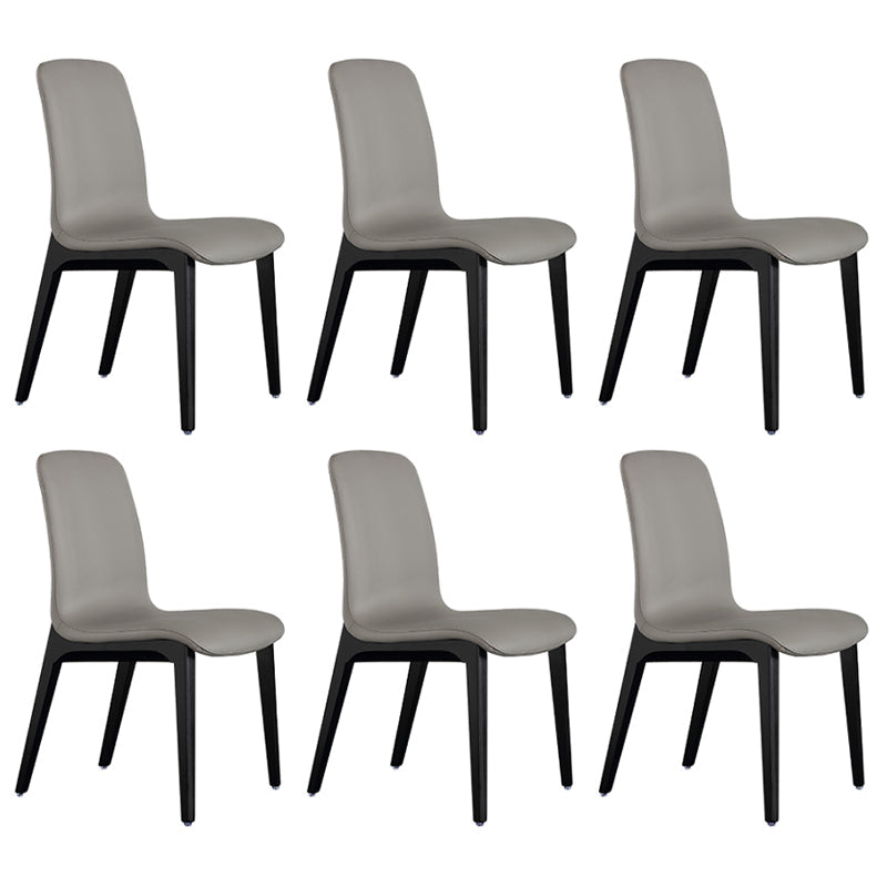 Contemporary Leather Dining Chair Wood Dining Room Chair for Home Use Grey 6 Piece Set Clearhalo 'Dining Chairs' 'Dining Tables & Seating' 'dining_chair' 'furn' 'furn_dining_chair' 'Furniture' 'Kitchen & Dining Furniture' 5269297