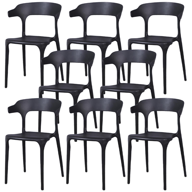 Contemporary Style Chair Armless Chair for Kitchen with Plastic Legs Black 8 Piece Set Clearhalo 'Dining Chairs' 'Dining Tables & Seating' 'dining_chair' 'furn' 'furn_dining_chair' 'Furniture' 'Kitchen & Dining Furniture' 5269410
