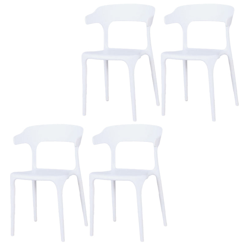 Contemporary Style Chair Armless Chair for Kitchen with Plastic Legs White 4 Piece Set Clearhalo 'Dining Chairs' 'Dining Tables & Seating' 'dining_chair' 'furn' 'furn_dining_chair' 'Furniture' 'Kitchen & Dining Furniture' 5269412