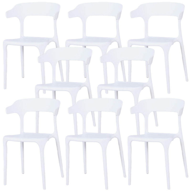 Contemporary Style Chair Armless Chair for Kitchen with Plastic Legs White 8 Piece Set Clearhalo 'Dining Chairs' 'Dining Tables & Seating' 'dining_chair' 'furn' 'furn_dining_chair' 'Furniture' 'Kitchen & Dining Furniture' 5269414