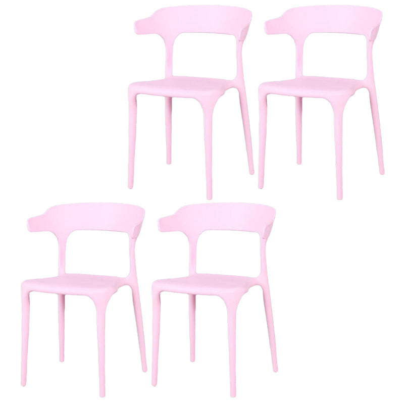Contemporary Style Chair Armless Chair for Kitchen with Plastic Legs Pink 4 Piece Set Clearhalo 'Dining Chairs' 'Dining Tables & Seating' 'dining_chair' 'furn' 'furn_dining_chair' 'Furniture' 'Kitchen & Dining Furniture' 5269416