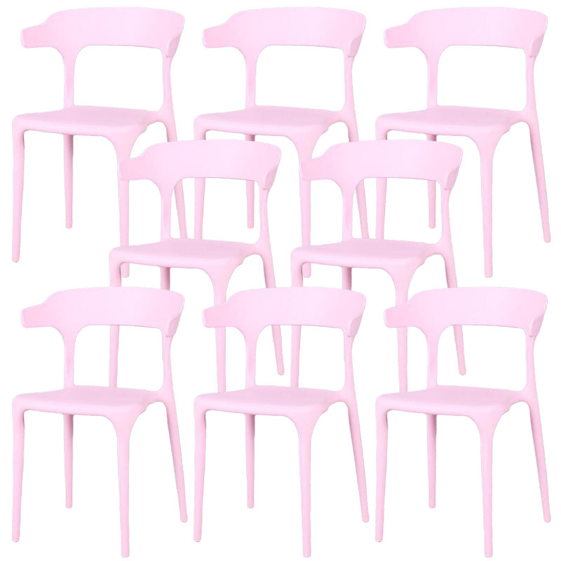 Contemporary Style Chair Armless Chair for Kitchen with Plastic Legs Pink 8 Piece Set Clearhalo 'Dining Chairs' 'Dining Tables & Seating' 'dining_chair' 'furn' 'furn_dining_chair' 'Furniture' 'Kitchen & Dining Furniture' 5269418