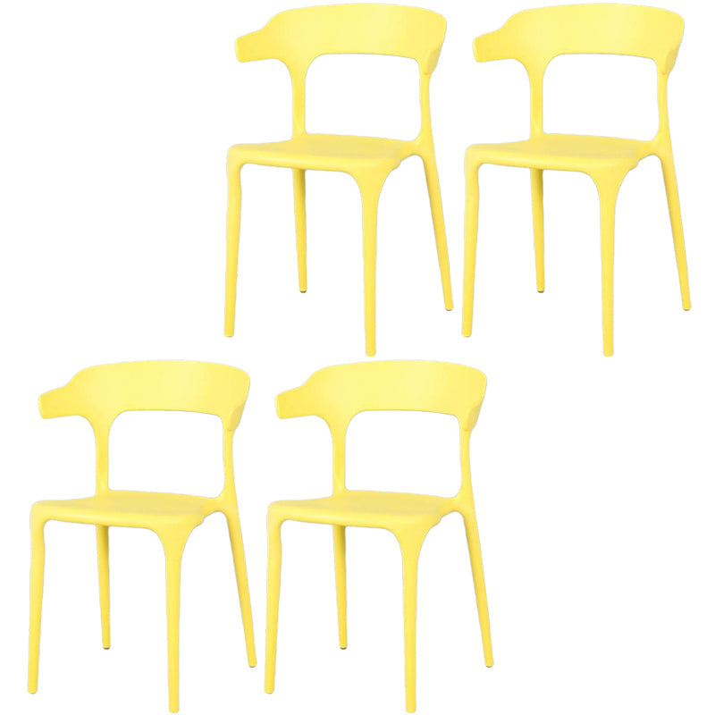 Contemporary Style Chair Armless Chair for Kitchen with Plastic Legs Yellow 4 Piece Set Clearhalo 'Dining Chairs' 'Dining Tables & Seating' 'dining_chair' 'furn' 'furn_dining_chair' 'Furniture' 'Kitchen & Dining Furniture' 5269421