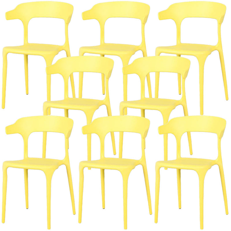 Contemporary Style Chair Armless Chair for Kitchen with Plastic Legs Yellow 8 Piece Set Clearhalo 'Dining Chairs' 'Dining Tables & Seating' 'dining_chair' 'furn' 'furn_dining_chair' 'Furniture' 'Kitchen & Dining Furniture' 5269423