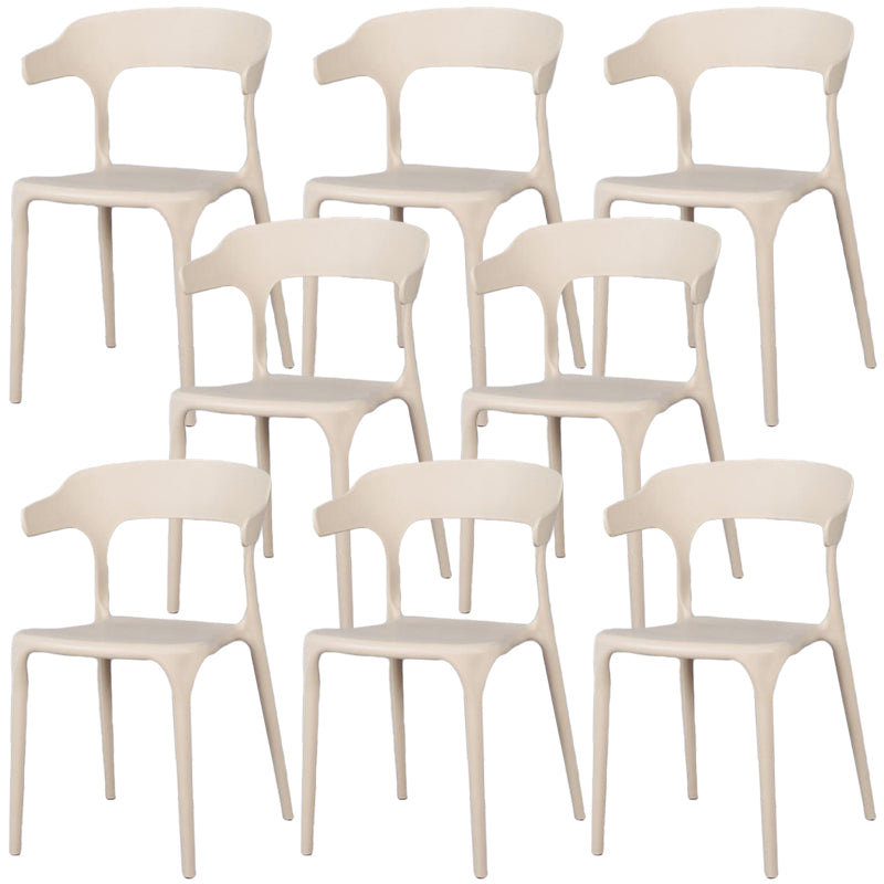 Contemporary Style Chair Armless Chair for Kitchen with Plastic Legs Camel 8 Piece Set Clearhalo 'Dining Chairs' 'Dining Tables & Seating' 'dining_chair' 'furn' 'furn_dining_chair' 'Furniture' 'Kitchen & Dining Furniture' 5269426