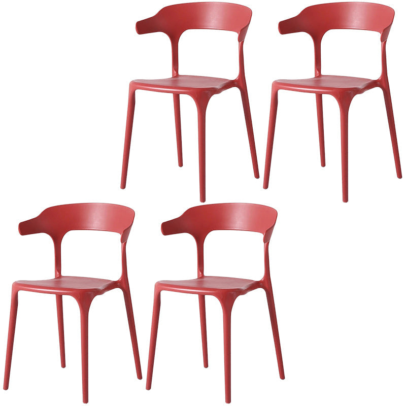 Contemporary Style Chair Armless Chair for Kitchen with Plastic Legs Burgundy 4 Piece Set Clearhalo 'Dining Chairs' 'Dining Tables & Seating' 'dining_chair' 'furn' 'furn_dining_chair' 'Furniture' 'Kitchen & Dining Furniture' 5269429